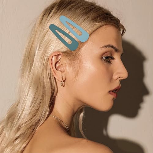 Motroce 4 Pack Blue Large 3.5in Matte Acrylic Snap Hair Clips for Women & Girls - 9 cm