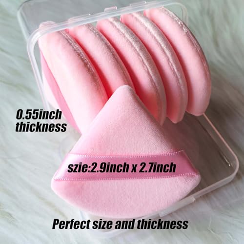 Ocim Triangle Makeup Powder Puffs - 6pcs Soft Velour Set with Case