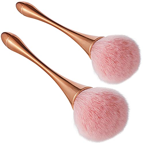 Jutoe 2-Piece Large Kabuki Makeup Brush Set - Fluffy Powder & Bronzer Brush