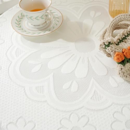 Lace Tablecloth Set of 2 - Floral Embroidery, 60x60cm White