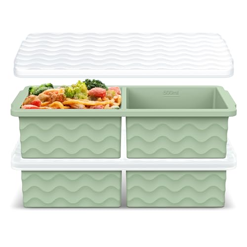 Aopigavi Silicone Freezer Tray with Lid – 2-Cup Portion Control Molds