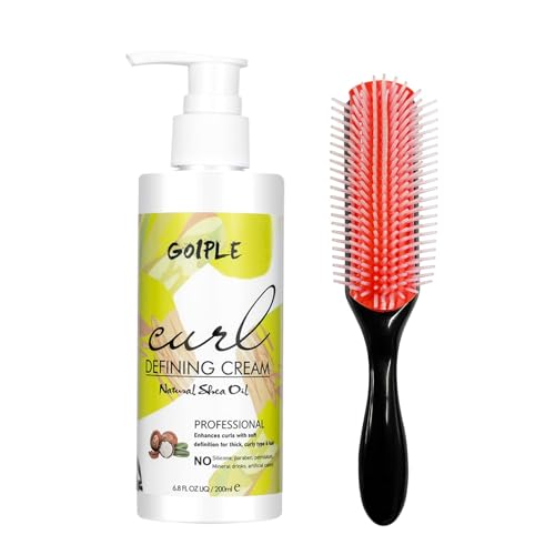 WOZUTUNT Curl Defining Cream - 2pc Curling Perfection with Anti-Frizz & 9-Row Brush