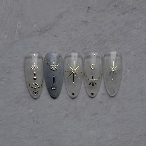 Gold Moon Star Nail Art Stickers - 3D Self-Adhesive Decals