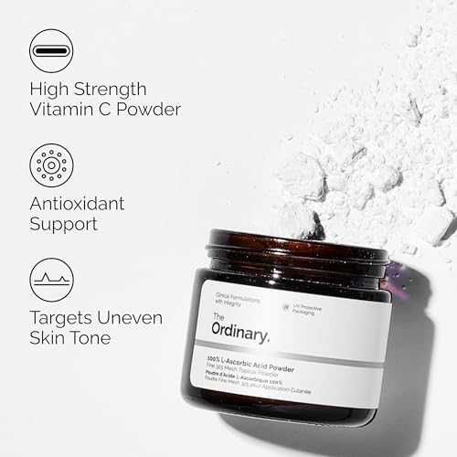 The Ordinary Vitamin C Powder - Pure L-Ascorbic Acid for Skin Brightening & Anti-Aging, 0.7 oz