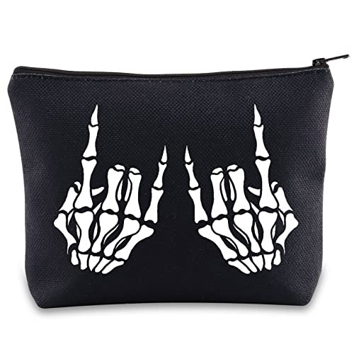 Skeleton Rock Hand Makeup Bag - Durable Cotton Travel Cosmetic Pouch