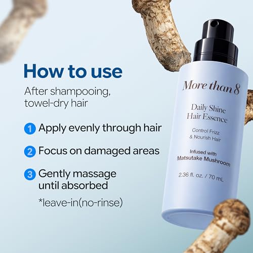 Morethan8 Korean Daily Shine Hair Essence – Vegan Frizz Control Serum 2.36oz