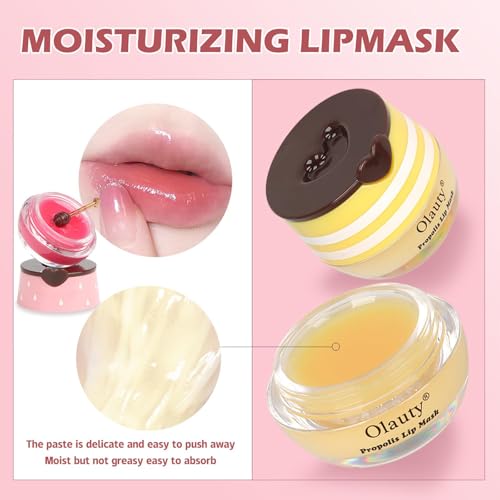 8-Piece Honey Bee Lip Balm and Sleeping Mask Set for Dry, Cracked Lips