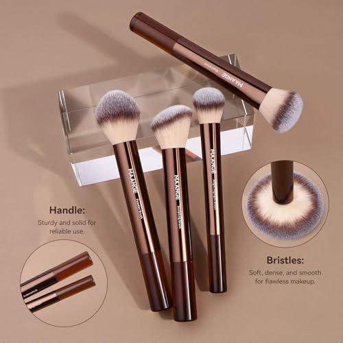 MAANGE 13 PCS Makeup Brush Set - Coffee, Synthetic Bristles with Case