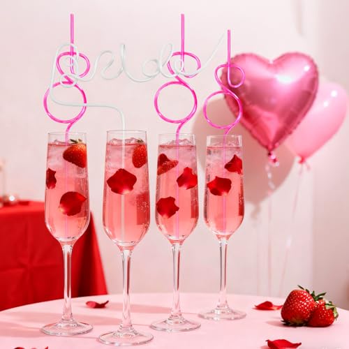 12PCS Bachelorette Party Straws Set - Bride & Pink Diamond Ring