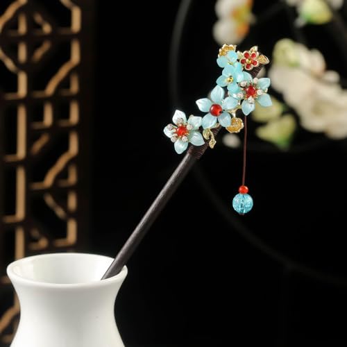 Myhiju 3PCS Wooden Flower Hair Sticks for Buns & Elegant Hairstyles