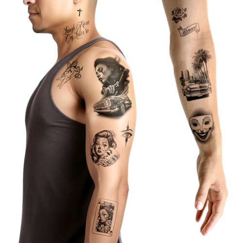 Los Vatos Chicano Bundle - Combo of 38 Temporary Tattoos for Men & Women