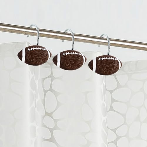 Football Shower Curtain Hooks - 12-Piece Set, Stainless Steel