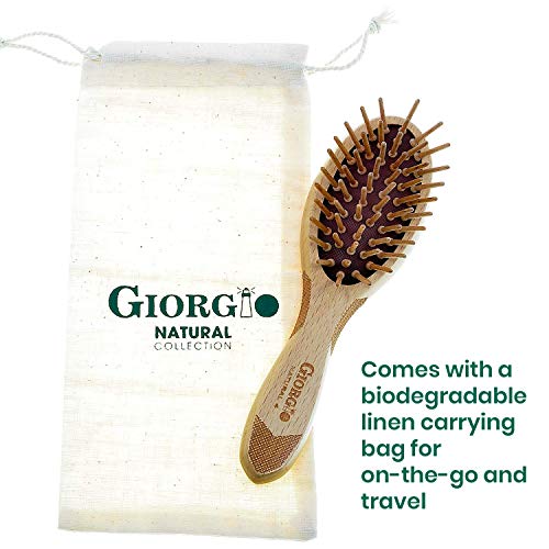 Giorgio Eco-Friendly Wooden Bristle Hairbrush GIO4 - Small Detangling Brush for Thick Hair
