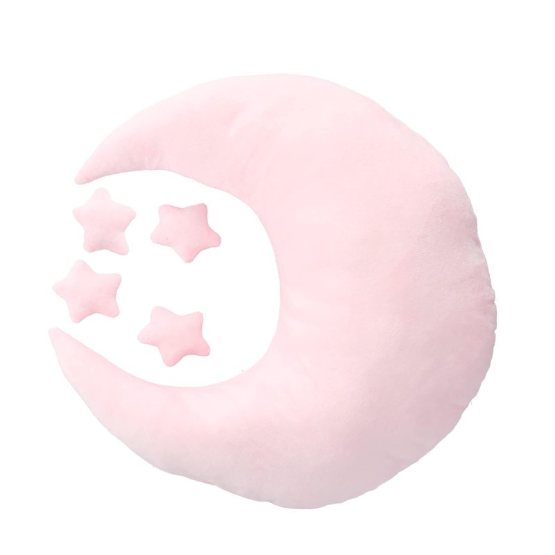 NSXAYIWE Newborn Photography Props, Crescent Moon Pillow for Newborns, Soft Newborn Photography Posing Pillowswith Moon and Star Celestial Decor for Infant Photography (Pink)