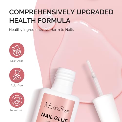 MelodySusie Brush-On Nail Glue 10ml, 2PCS - Long-Lasting Adhesive