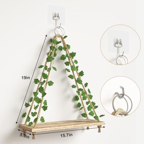 Fixwal LED Floating Shelves Set of 3 - Rustic Boho Wall Decor