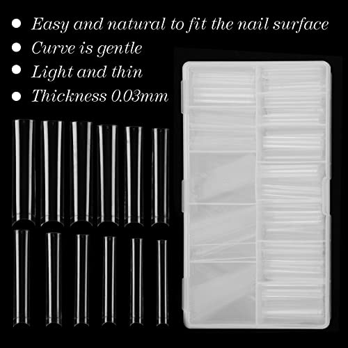 SITELENABY No C Curve 3XL Square Nail Tips - Clear Acrylic Fake Nails, 360 pcs