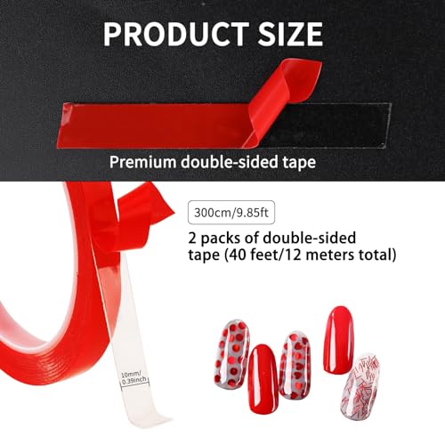 Mozeat Lens Double Sided Tape for Press on Nails - 2 Rolls, 10mm x 300cm