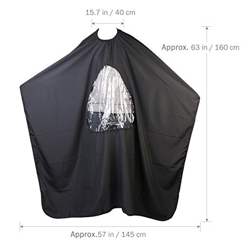 ULTNICE Hairdressing Cape with Viewing Window - Professional Salon & Home Use, Waterproof, 63x57 Inches, Black