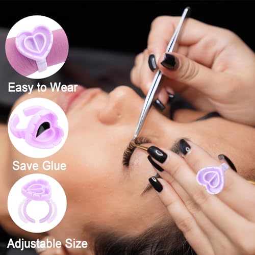 Purple 300 PCS Smart Lash Glue Rings with Spill-Proof Design for Eyelash Extensions