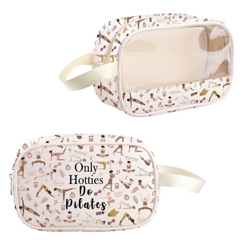 Only Hotties Do Pilates Makeup Bag - Canvas Cosmetic Pouch for Instructors
