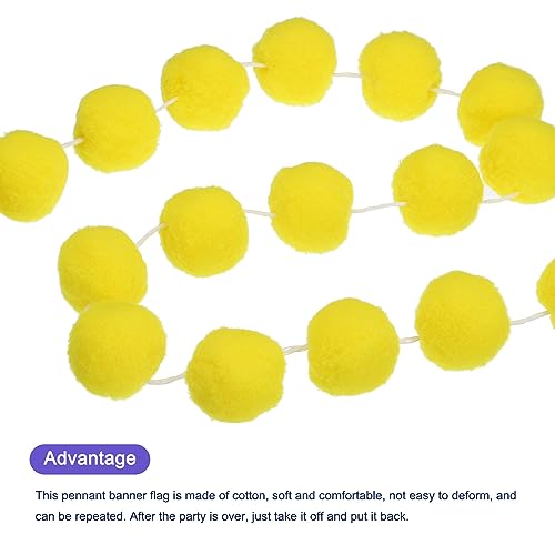 MECCANIXITY Yellow Felt Ball Garland - 8.2Ft, 24 Cotton Balls, Party Decor