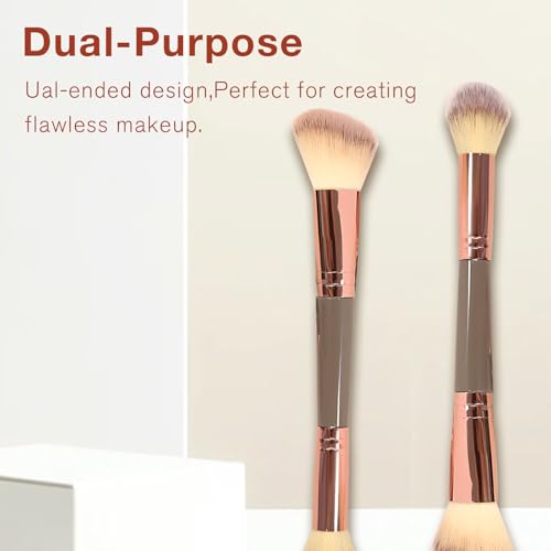 Double-Ended Foundation Makeup Brush for Liquid, Powder & Cream