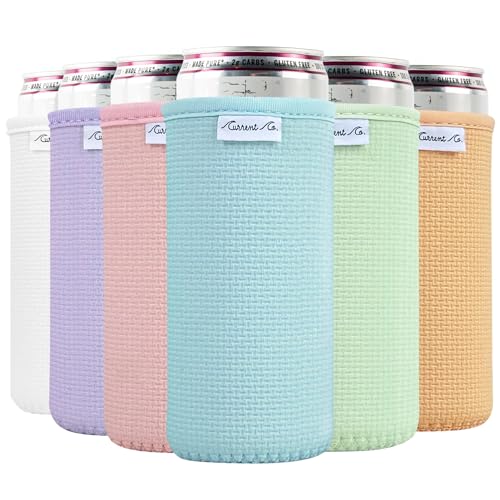 Slim Can Cooler Sleeves - 6-Pack Insulated Neoprene Koozies for Seltzers & Beers