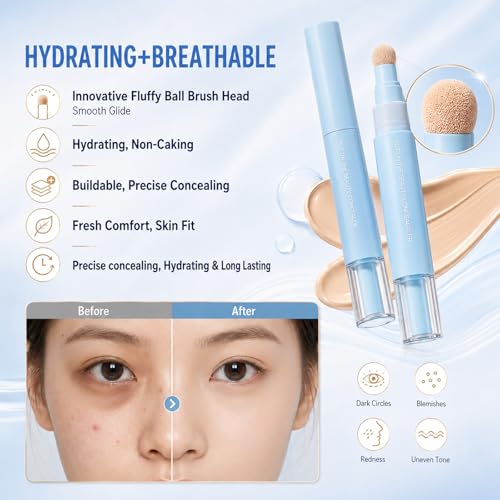 Dual-Action Concealer & Foundation Pen - Long-Lasting 2-in-1 Makeup (Beige, 2pcs)