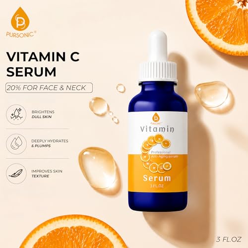 Pursonic Vitamin C Serum 20% - Organic Anti-Aging Face & Eye Treatment