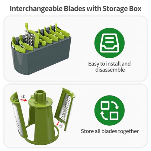Ourokhome Rotary Cheese Grater with 5 Interchangeable Blades