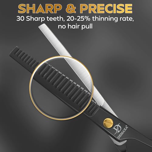 DEMAXA 6.5-inch Black Thinning Shears - Professional Hair Cutting Scissors