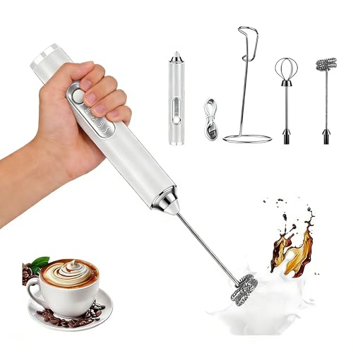 Rechargeable Handheld Milk Frother with 3 Speed Settings