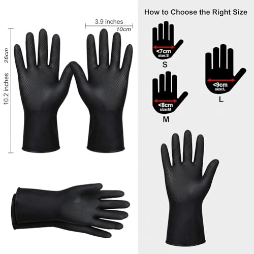 Professional Hair Dye Gloves - 2 Pcs Black Reusable Rubber