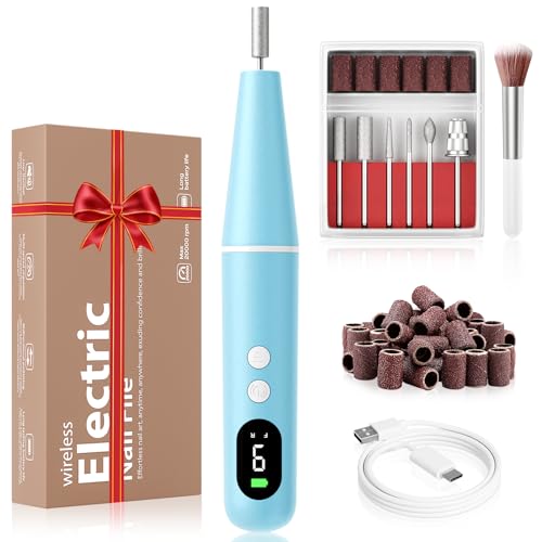Ccigedy Cordless Electric Nail Drill File - Blue, 20,000 RPM