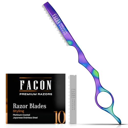 Fac?n Hair Razors for Cutting Hair - Professional Styling Razor Kit with 11 Replacement Blades, Stainless Steel Hairs Cutting Tool for Salon & Home, Premium Cutting Thinning Texturizing Faether Razor