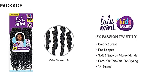 LULUTRESS Sensationnel Crochet Braids Lulu Mini Passion Twist 10" 1B - 1 Pack Kids Protective Style