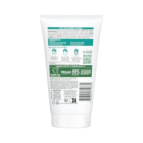 Garnier Skin Naturals Pure 3-in-1 Face Wash, Scrub, and Mask - 150ml