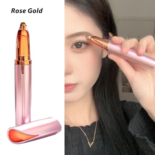 LiXiongBao 2 Pack USB Rechargeable Portable Electric Eyebrow Trimmer Pen for Women,Painless Precision Eyebrow Hair Remover, Safe Eyebrow Shaver Razor Tool for face Leg Lip Armpit Hand(Rose Gold)