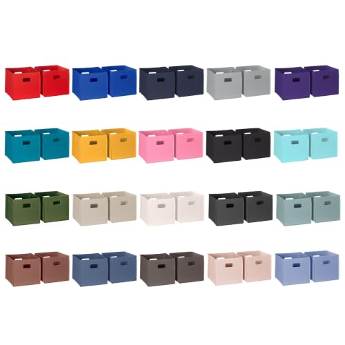 10-Inch Tall Cream Storage Bins - 2-Pack Fabric Cubes with Handles