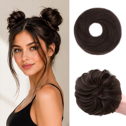 2PCS Messy Bun Hair Piece for Thin Hair - Natural Synthetic Updo Scrunchie