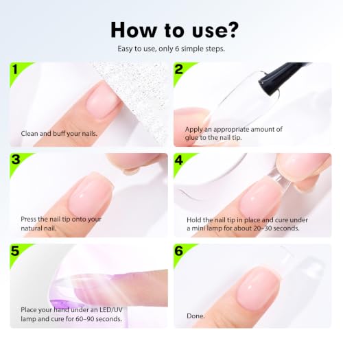 CHERIMOYA Gel Nail Glue for Acrylic Tips & Extensions 15ml - Strong, Clear, Salon & Home Use