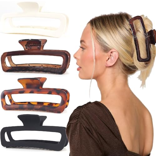 LILIEBE 5” Large Claw Hair Clips for Thick Hair, 4-Pack, Strong Hold, Unbreakable Stylist Clips for Women & Girls