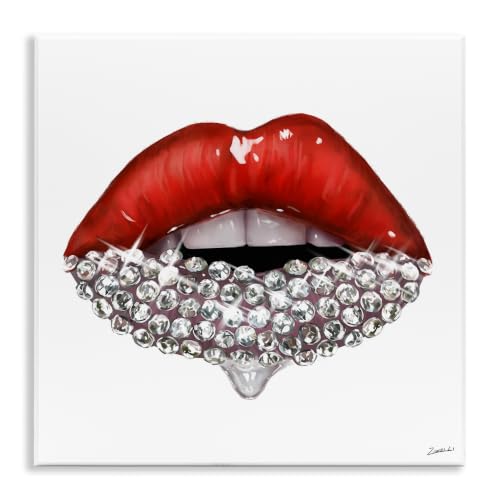 Glam Gem Lips Wall Art Plaque - 12x12 Inch Mounted Print