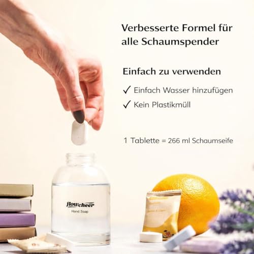 Flowcheer Karl Frosted Glass Foaming Hand Soap Kit with 4 Tablets