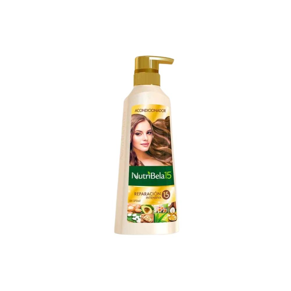 Nutribela 15 Reparacion Intensiva (3 Pack) Nutribela Shampoo Reparacion Intensiva 400mL + Acondicionador Reparacion Intensiva 400mL + Tratamiento 300mL, Nutribela Shampoo y Acondicionador