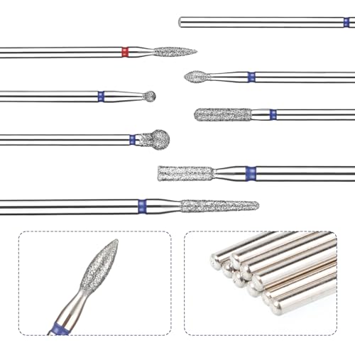 10pcs Nail Drill Bits Set for Manicure & Pedicure - Russian Cuticle & Gel Polishing
