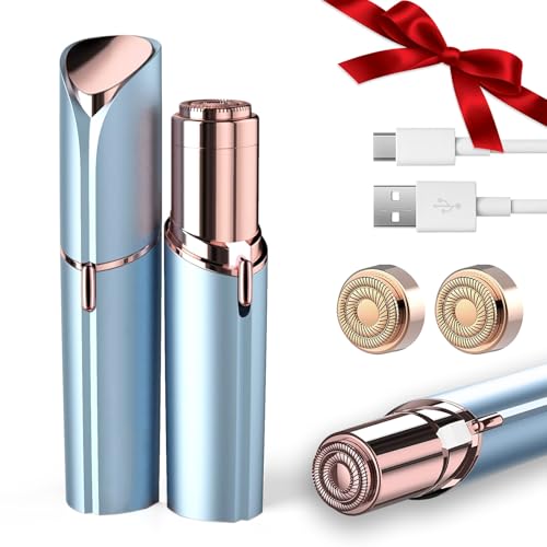 innobeaut Facial Hair Removal for Women, Electric Painless Facial Hair Remover for Face, Lip, Chin with USB Rechargeable, Blue (2 Pcs Heads)
