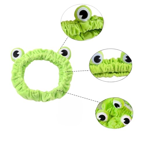 Cute Frog Face Wash Headband & Wrist Set for Girls & Women - Spa & Makeup Accessory