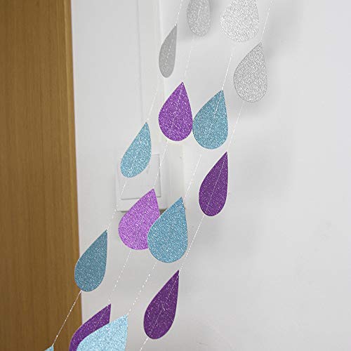 38ft Glitter Paper Raindrop Garland for Baby Shower & Party Decor